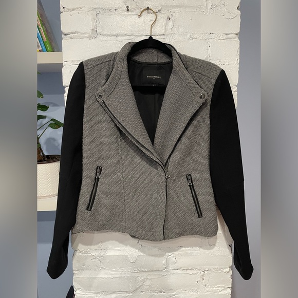 Banana Republic Factory Jackets & Blazers - Banana Republic Biker Tweed Mixed Jacket - Size Small